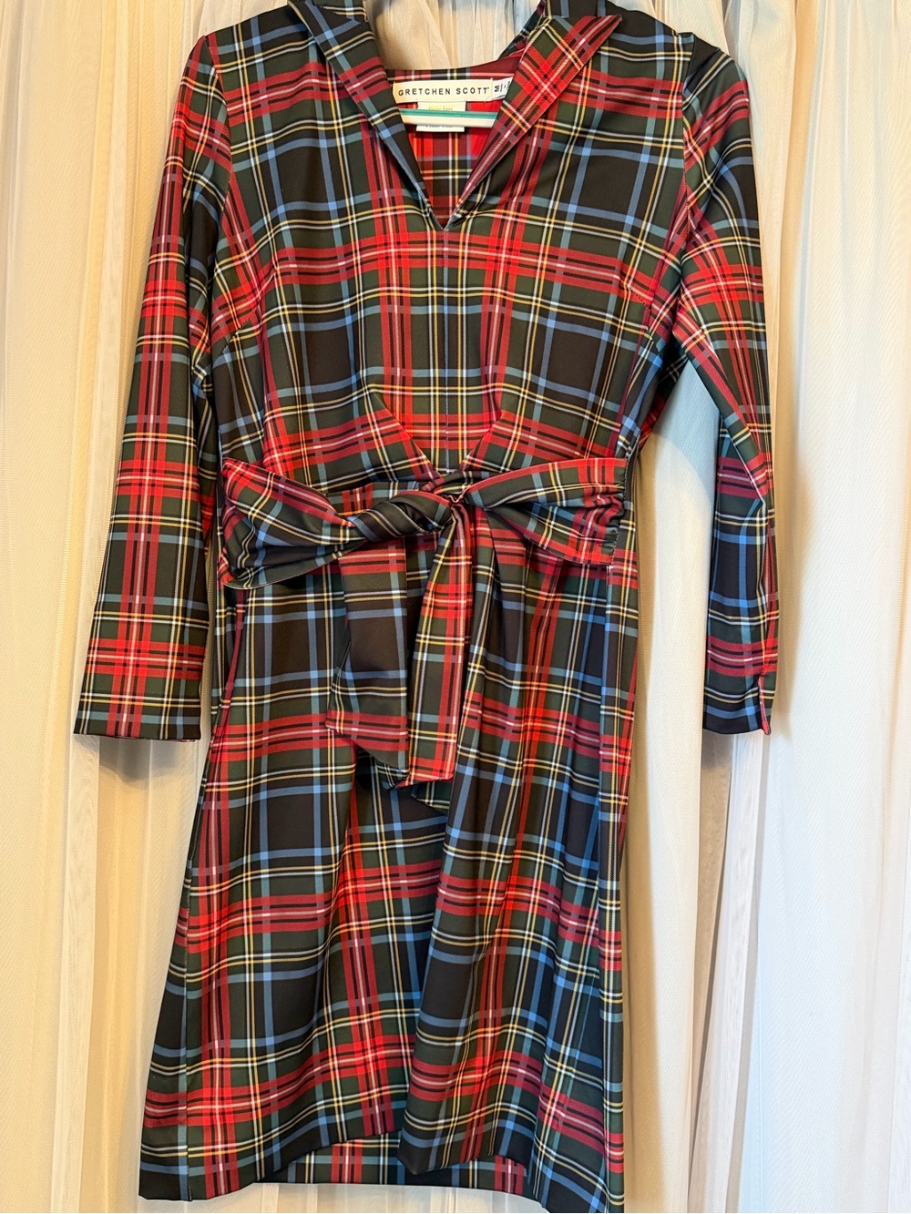 Gretchen Scott Red Black & Blue Tartan Shirt Dress